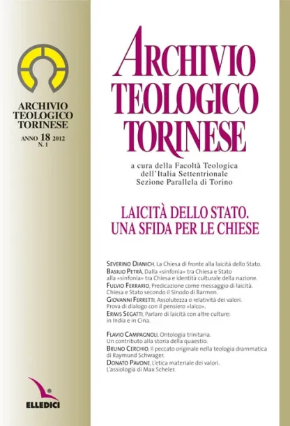 Archivio Teologico Torinese n. 1. Anno 18 - 2012